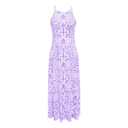 Womens Summer Halter Dress Casual Loose Boho Floral Sundresses Flowy Beach Vacation Outfits