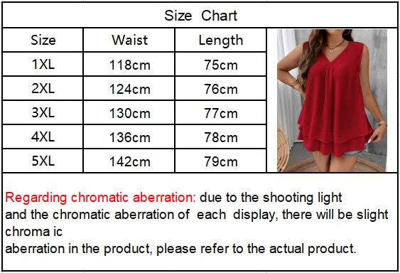 Self-pick-up Plus Size Women'S Solid Color V-Neck Sleeveless Shirt Fashion Chiffon Tank Top