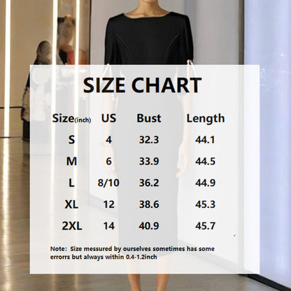 Women's Solid Color Pearl-Embellished Round Neck Dress - Elegant Back Zipper & Slit Sleeve Formal Dress