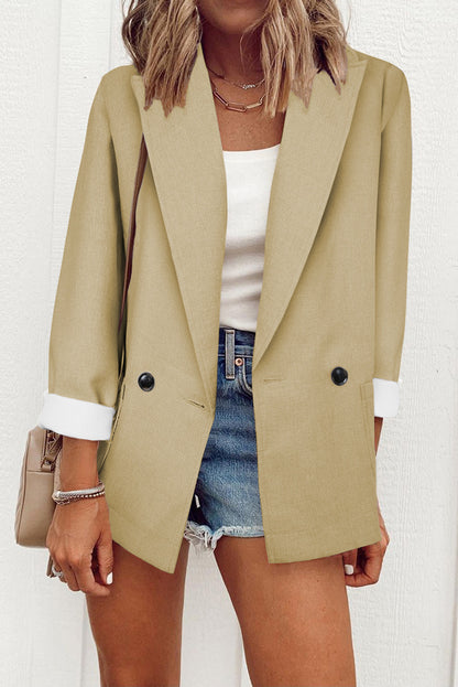 Casual Solid Color Suit Collar Long Sleeve Loose Coat